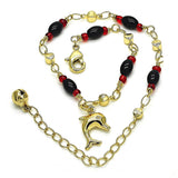 Oro Laminado Charm Anklet , Gold Filled Style Dolphin Design, Polished, Golden Finish