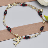 Oro Laminado Charm Anklet , Gold Filled Style Dolphin Design, Polished, Golden Finish