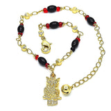 Oro Laminado Charm Anklet , Gold Filled Style Owl Design, Polished, Golden Finish