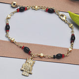 Oro Laminado Charm Anklet , Gold Filled Style Owl Design, Polished, Golden Finish