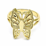 Oro Laminado Elegant Ring, Gold Filled Style Butterfly Design, Polished, Golden Finish