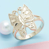 Oro Laminado Elegant Ring, Gold Filled Style Butterfly Design, Polished, Golden Finish