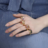 Oro Laminado Multi Stone Ring, Gold Filled Style Butterfly Design, with Multicolor Cubic Zirconia, Polished, Golden Finish