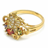Oro Laminado Multi Stone Ring, Gold Filled Style Butterfly Design, with Multicolor Cubic Zirconia, Polished, Golden Finish