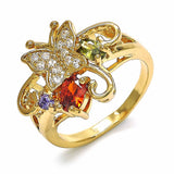 Oro Laminado Multi Stone Ring, Gold Filled Style Butterfly Design, with Multicolor Cubic Zirconia, Polished, Golden Finish