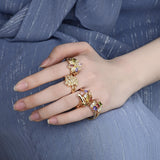 Oro Laminado Multi Stone Ring, Gold Filled Style with Multicolor Cubic Zirconia, Polished, Golden Finish