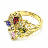 Oro Laminado Multi Stone Ring, Gold Filled Style with Multicolor Cubic Zirconia, Polished, Golden Finish