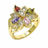 Oro Laminado Multi Stone Ring, Gold Filled Style with Multicolor Cubic Zirconia, Polished, Golden Finish