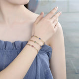 Oro Laminado Fancy Bracelet, Gold Filled Style Evil Eye and Dolphin Design, Blue Resin Finish, Golden Finish