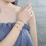 Oro Laminado Fancy Bracelet, Gold Filled Style Evil Eye and Elephant Design, Red Resin Finish, Golden Finish