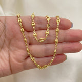 Oro Laminado Basic Necklace, Gold Filled Style Puff Mariner Design, Polished, Golden Finish