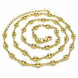 Oro Laminado Basic Necklace, Gold Filled Style Puff Mariner Design, Polished, Golden Finish