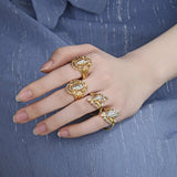 Oro Laminado Elegant Ring, Gold Filled Style Guadalupe Design, Polished, Tricolor