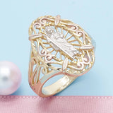 Oro Laminado Elegant Ring, Gold Filled Style San Judas Design, Polished, Tricolor