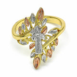 Oro Laminado Elegant Ring, Gold Filled Style San Benito Design, Polished, Tricolor