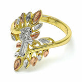 Oro Laminado Elegant Ring, Gold Filled Style San Benito Design, Polished, Tricolor