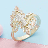 Oro Laminado Elegant Ring, Gold Filled Style San Benito Design, Polished, Tricolor