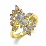 Oro Laminado Elegant Ring, Gold Filled Style San Benito Design, Polished, Tricolor