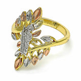 Oro Laminado Elegant Ring, Gold Filled Style San Judas Design, Polished, Tricolor