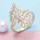 Oro Laminado Elegant Ring, Gold Filled Style San Judas Design, Polished, Tricolor