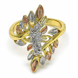 Oro Laminado Elegant Ring, Gold Filled Style San Judas Design, Polished, Tricolor