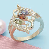 Oro Laminado Multi Stone Ring, Gold Filled Style with Multicolor Cubic Zirconia, Polished, Golden Finish