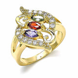 Oro Laminado Multi Stone Ring, Gold Filled Style with Multicolor Cubic Zirconia, Polished, Golden Finish