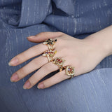 Oro Laminado Multi Stone Ring, Gold Filled Style with Multicolor Cubic Zirconia, Polished, Golden Finish