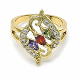 Oro Laminado Multi Stone Ring, Gold Filled Style with Multicolor Cubic Zirconia, Polished, Golden Finish
