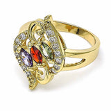 Oro Laminado Multi Stone Ring, Gold Filled Style with Multicolor Cubic Zirconia, Polished, Golden Finish