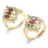 Oro Laminado Multi Stone Ring, Gold Filled Style with Multicolor Cubic Zirconia, Polished, Golden Finish