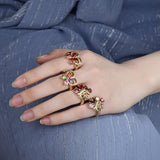 Oro Laminado Multi Stone Ring, Gold Filled Style Teardrop and Heart Design, with Black Cubic Zirconia, Polished, Golden Finish