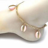 Oro Laminado Charm Anklet , Gold Filled Style Pink Enamel Finish, Golden Finish