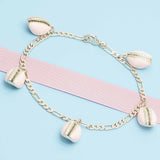 Oro Laminado Charm Anklet , Gold Filled Style Pink Enamel Finish, Golden Finish