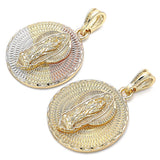 Oro Laminado Religious Pendant, Gold Filled Style Guadalupe Design, Diamond Cutting Finish, Tricolor