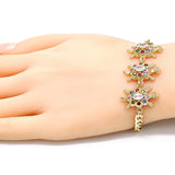 Oro Laminado Fancy Bracelet, Gold Filled Style Turtle Design, with Multicolor Cubic Zirconia, Polished, Golden Finish
