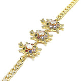 Oro Laminado Fancy Bracelet, Gold Filled Style Turtle Design, with Multicolor Cubic Zirconia, Polished, Golden Finish