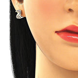 Oro Laminado Stud Earring, Gold Filled Style with Multicolor Micro Pave, Polished, Golden Finish