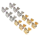Oro Laminado Stud Earring, Gold Filled Style Butterfly Design, with Ruby and White Micro Pave, Polished, Golden Finish
