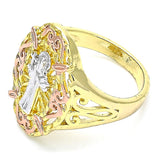 Oro Laminado Elegant Ring, Gold Filled Style San Benito Design, Polished, Tricolor