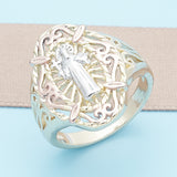 Oro Laminado Elegant Ring, Gold Filled Style San Benito Design, Polished, Tricolor
