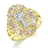 Oro Laminado Elegant Ring, Gold Filled Style San Benito Design, Polished, Tricolor