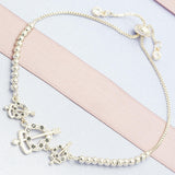 Oro Laminado Adjustable Bolo Bracelet, Gold Filled Style Heart Design, with Black and White Cubic Zirconia, Polished, Golden Finish