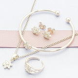 Oro Laminado Earring and Pendant Children Set, Gold Filled Style Cherry Design, with Multicolor Cubic Zirconia, Polished, Golden Finish