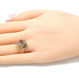 Oro Laminado Multi Stone Ring, Gold Filled Style with Multicolor Cubic Zirconia, Polished, Golden Finish