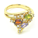 Oro Laminado Multi Stone Ring, Gold Filled Style with Multicolor Cubic Zirconia, Polished, Golden Finish