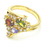 Oro Laminado Multi Stone Ring, Gold Filled Style with Multicolor Cubic Zirconia, Polished, Golden Finish