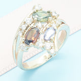 Oro Laminado Multi Stone Ring, Gold Filled Style with Multicolor Cubic Zirconia, Polished, Golden Finish