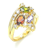 Oro Laminado Multi Stone Ring, Gold Filled Style with Multicolor Cubic Zirconia, Polished, Golden Finish