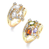 Oro Laminado Multi Stone Ring, Gold Filled Style with Multicolor Cubic Zirconia, Polished, Golden Finish